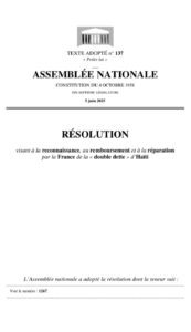Vers la réparation de la “double dette” de la France à la République d’Haïti?